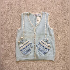 NWT Vintage Marisa Christina Baby Blue Knit Vest
